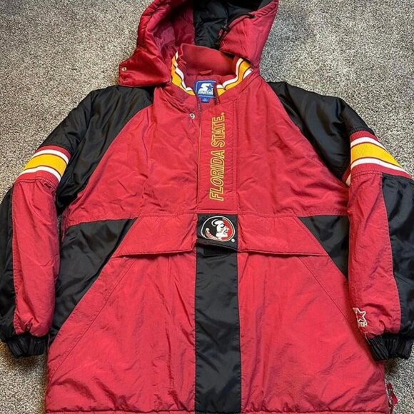 Vintage 90s Starter Florida State Seminoles‎ FSU Puffer Hooded Jacket XL